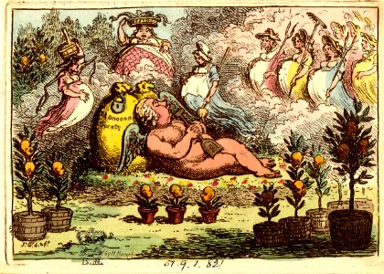 (The Orangerie-or-the Dutch Cupid reposing, after the fatigues of Planting.-) (BM 1851,0901.821)