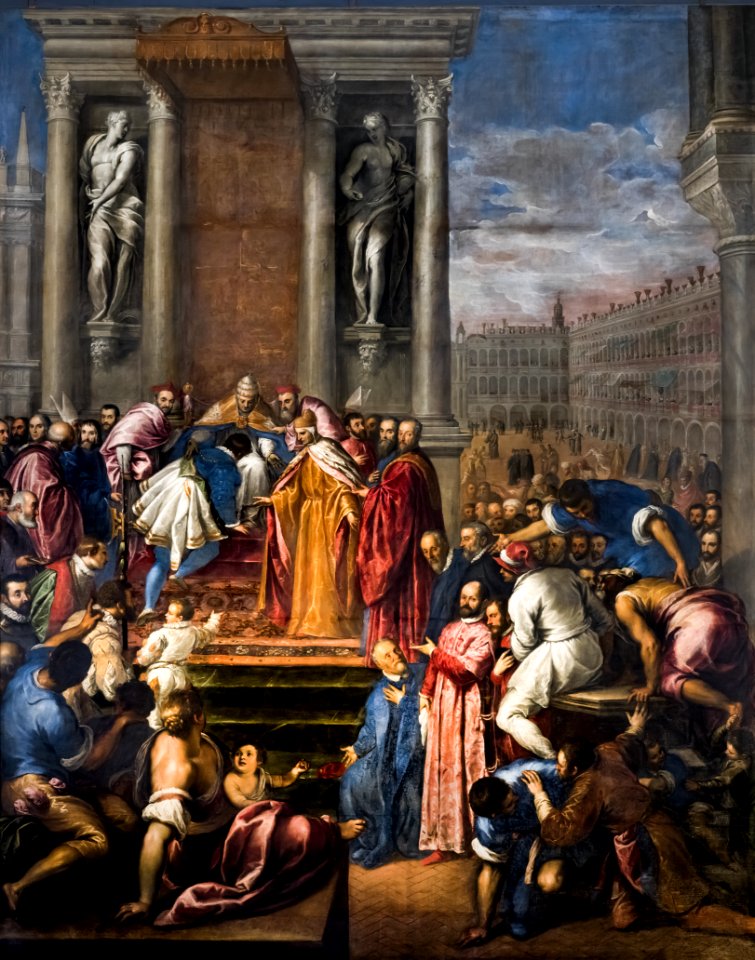 (Venice) Il Papa permette a Ottone di recarsi presso il padre per trattare la pace - Jacopo Palma il Giovane - Sala del Maggior Consiglio