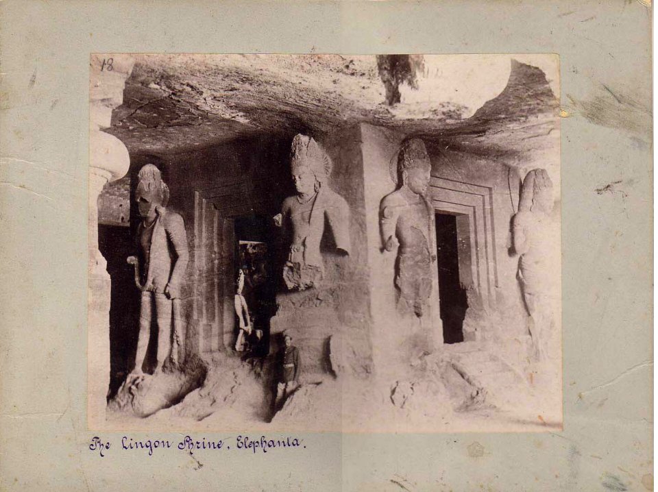 *The Lingon Shrine, Elephanta, a photo from the 1880's
