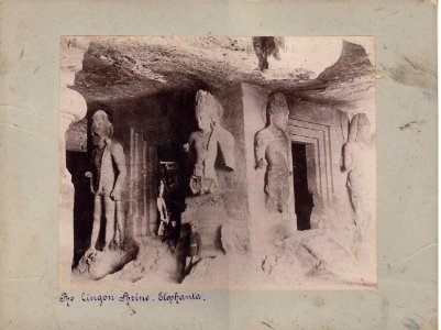 *The Lingon Shrine, Elephanta, a photo from the 1880's