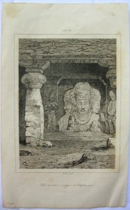 *Tete a trois visages a Elephanta, an engraving from 1835