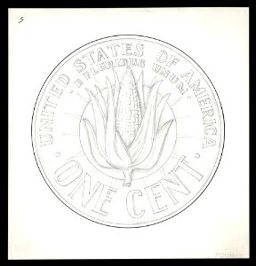 GASPARRO, Frank design artwork for reverse of US Lincoln cent (corn)