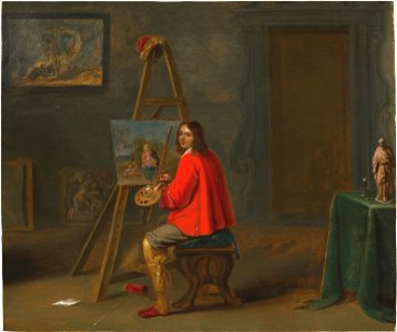Christoffel van der Laemen - Portrait of the artist seated before an easel