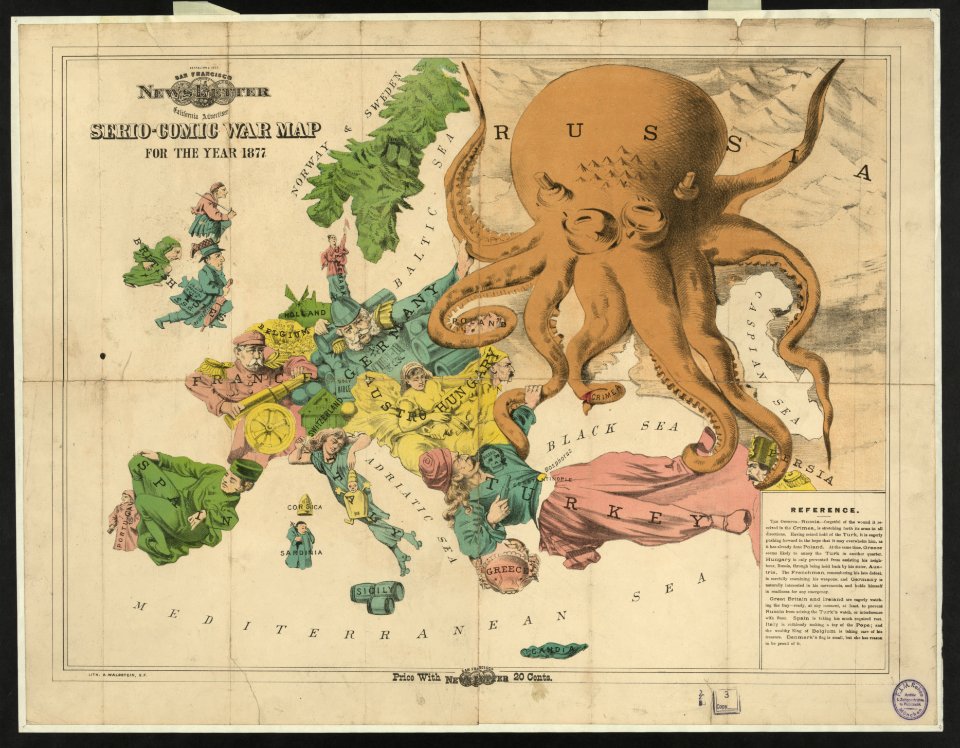 ..Serio-comic war map for the year 1877 LCCN2003677957