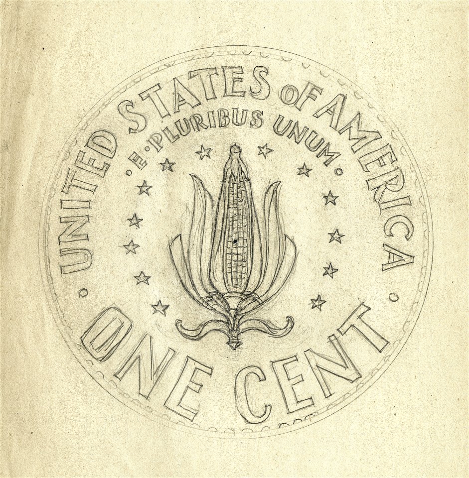 GASPARRO, Frank original for reverse of US Lincoln cent (corn)