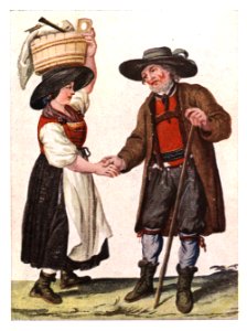 026 Bauersleute aus dem Ennstal - Aquarell von J. von Lederwasch, 1800