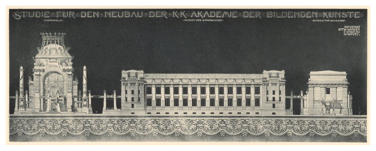 02 Wagner - Entwurf Akademie auf der Schmelz - 3. Band, 1. Heft - Seitenansicht - Heliogravure
