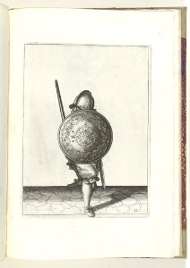 022 (swordsman) Book illustrations of Nassausche wapen-handelinge, van schilt, spies, rappier, ende targe. Free illustration for personal and commercial use.