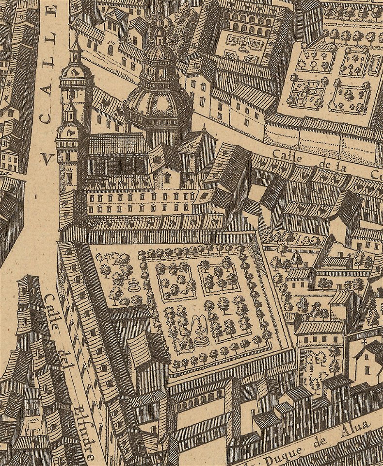 023. Colegio Imperial de San Pedro y San Pablo from Reproduction of Pedro Teixeira's Topographia de la Villa de Madrid (1656), 1881 13 (cropped)