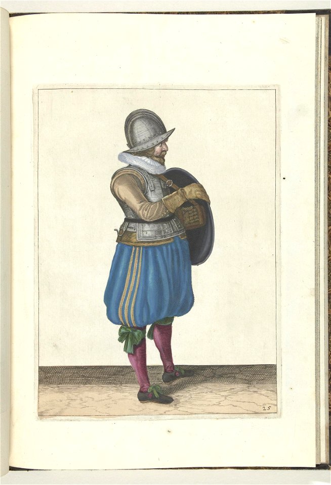 025 (swordsman, color) Book illustrations of Nassausche wapen-handelinge, van schilt, spies, rappier, ende targe