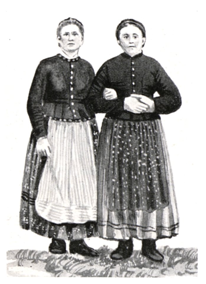 041 Die Trofailertöchter in Pruggern bei Schladming mit einreihigen Schlawankern - um 1875