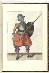 030 (pikeman, color) Book illustrations of Nassausche wapen-handelinge, van schilt, spies, rappier, ende targe