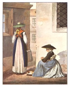 048 Frauen in Leoben - Aquarell von Karl Ruß - 1811