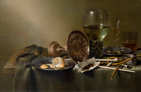 04. Still Life with Glasses and Tobacco Willem Claesz. Heda. Free illustration for personal and commercial use.
