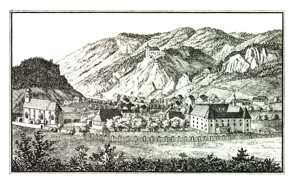 051 Schloss Friedhofen mit St. Peter - J.F.Kaiser Lithografirte Ansichten der Steiermark 1830