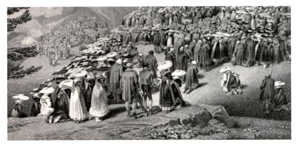 068 Enthüllung des Kreuzbildes auf dem Erzberg, Ausschnitt - Stich von Blasius Höfel nach dem Aquarell von Matthäus Loder, 1823