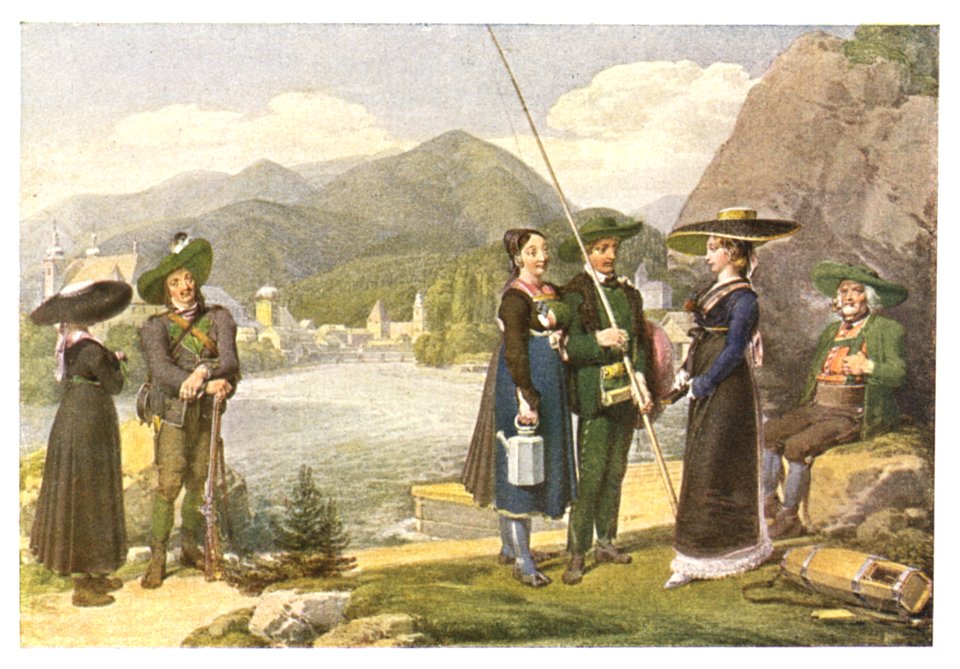 050 Trachtengruppe bei Leoben - Aquarell von Karl Ruß - 1811