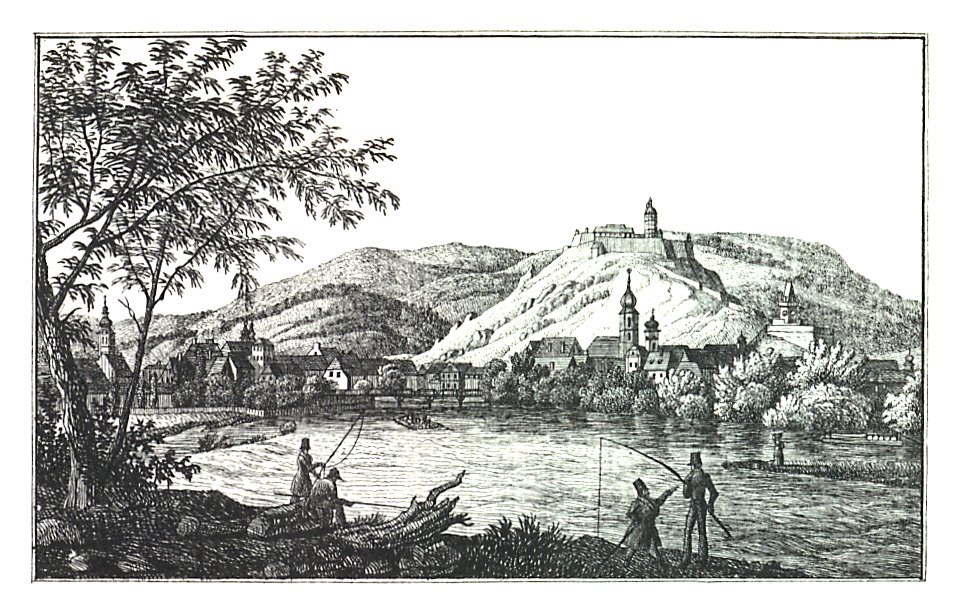 071 Graz von der Südostseite mit Schöckl - Kuwasseg, Lith. v. Folwarczni - J.F.Kaiser Lithografirte Ansichten der Steiermark 1830