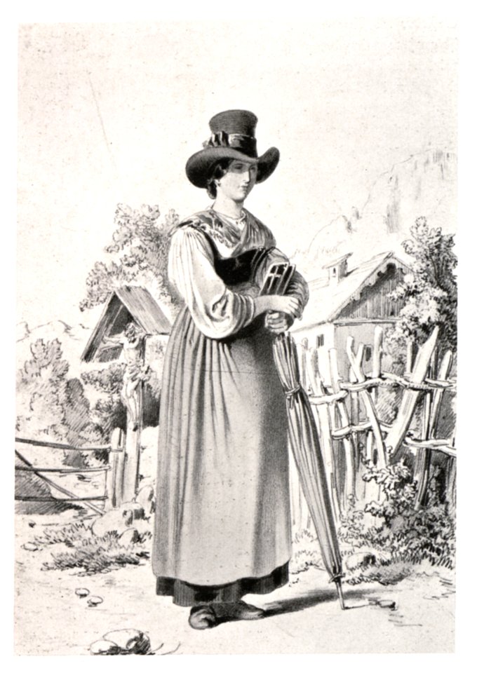 072 Mädchen von Seewiesen, gez und lith August Gerasch, Paterno, Trachtenlithografien, Wien um 1850