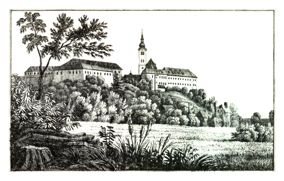 055 Fürstenfeld, Das Schloss der Malteser Ordenskommende, Kuwasseg, lith. v. Folwarczni - J.F.Kaiser Lithografirte Ansichten der Steiermark 1830