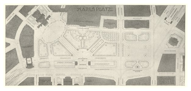 08 Wagner - Studie Stadtmuseum Karlsplatz, Wien Bd. III Heft 5, 6, 7 - Plan vom Karlsplatz bis Naschmarkt