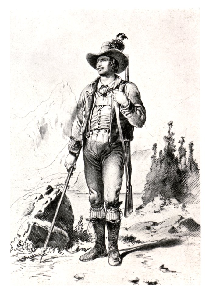 073 Jäger bei Eisenärz in Steyermark, gez und lith August Gerasch, Paterno, Trachtenlithografien, Wien um 1850