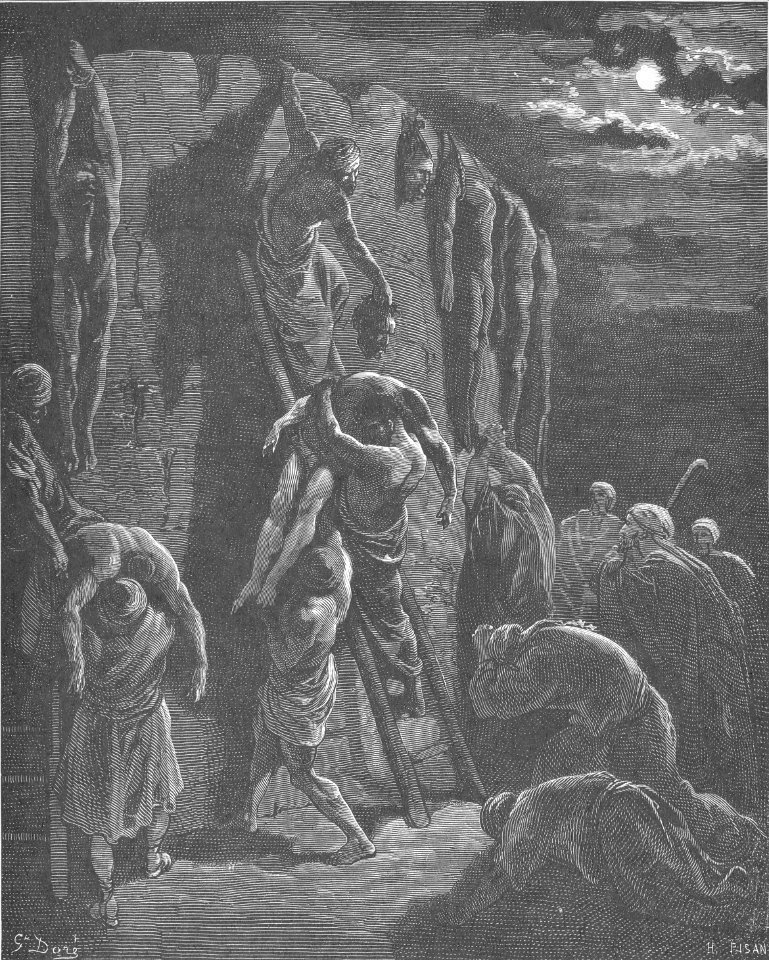 077.Jabesh-Gileadites Recover the Bodies of Saul and His Sons