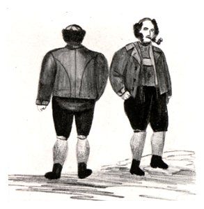 082 Ein Bauer aus dem Mürztal 1863, bemalte Bleistiftzeichnung vom Störschneiderlehrling Peter Rosegger