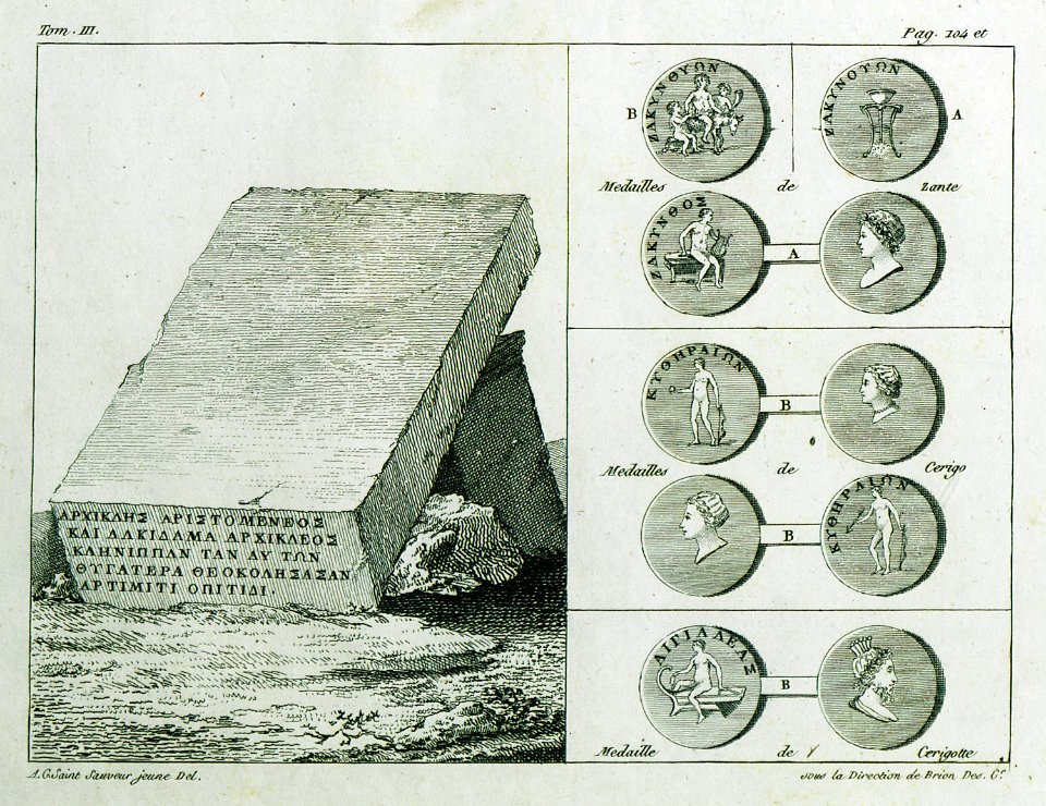 1 Ancient marble panel with inscription from the Temple of Artemis After the Temple was demolished, this panel served as - Grasset De Saint-sauveur André - 1800