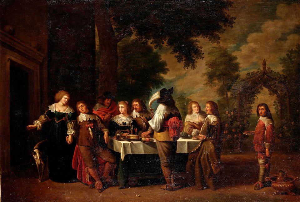 Christoffel Jacobsz. van der Laemen - An elegant company dining and making merry in a garden