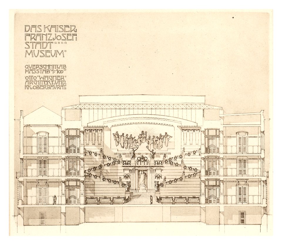 09 Wagner - Studie Stadtmuseum Karlsplatz, Wien Bd. III Heft 5, 6, 7 - Querschnitt - Heliogravure