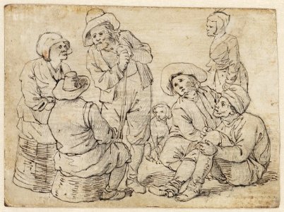 Pieter Bout - Group of standing and sitting peasants