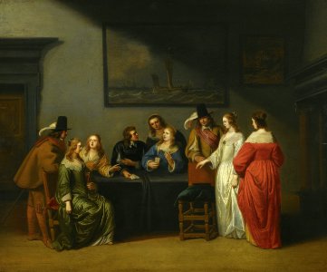 Christoffel Jacobsz. van der Laemen - Interior with figures playing cards