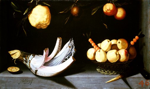 1. Juan van der Hamen, Cardo y cesta de manzanas, 1622
