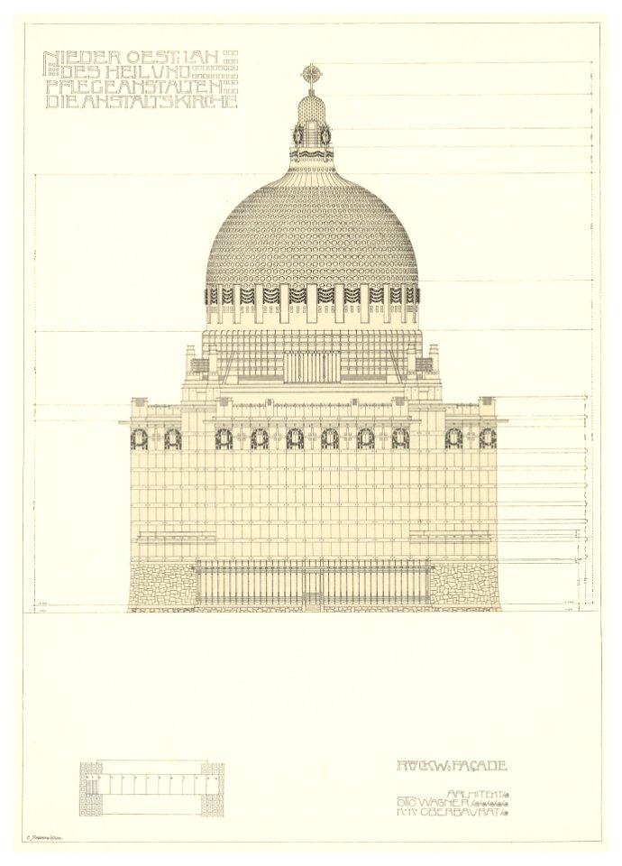10 Otto Wagner-Kirche - Baumgartnerhöhe - Wagner Band 5. 6. und 7. Heft - Rückseite, Heliogravur