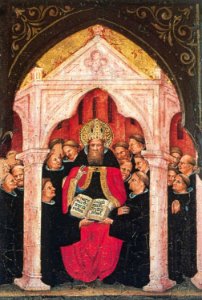 10 Nicolo di Pietro, 1413-15. The Saint Augustine Gives the Rules to His Followers. Pinacoteca, Vatican.
