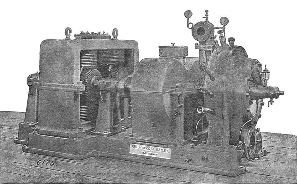 100hp De Laval turbine-dynamo (Rankin Kennedy, Electrical Installations, Vol III, 1903)