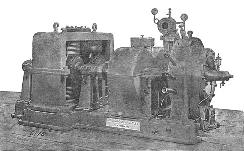 100hp De Laval turbine-dynamo (Rankin Kennedy, Electrical Installations, Vol III, 1903)