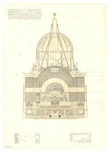 11 Otto Wagner-Kirche - Baumgartnerhöhe - Wagner Band 5. 6. und 7. Heft - Querschnitt, Heliogravur