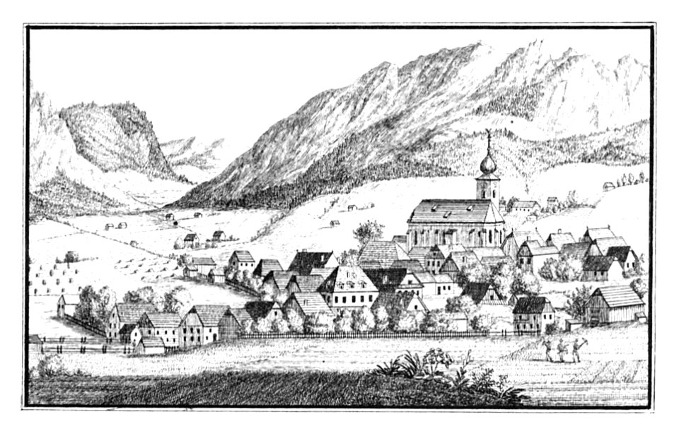 107 Markt Gröbming im Ennsthale Kreis Judenburg, gez. S. Kölbl - J.F.Kaiser Lithografirte Ansichten der Steiermark 1830