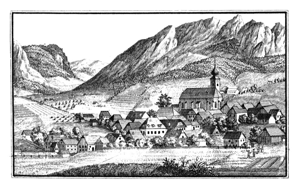 108 Markt Gröbming im Ennsthale Kreis Judenburg, 2. Version - J.F.Kaiser Lithografirte Ansichten der Steiermark 1830