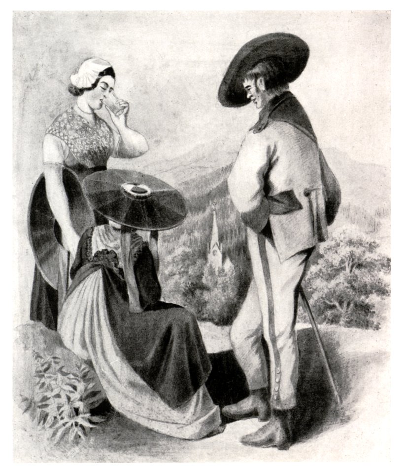 104 Trachten aus der Gegend von Hirschegg und Pack - Aquarell von K. Mayr 1875