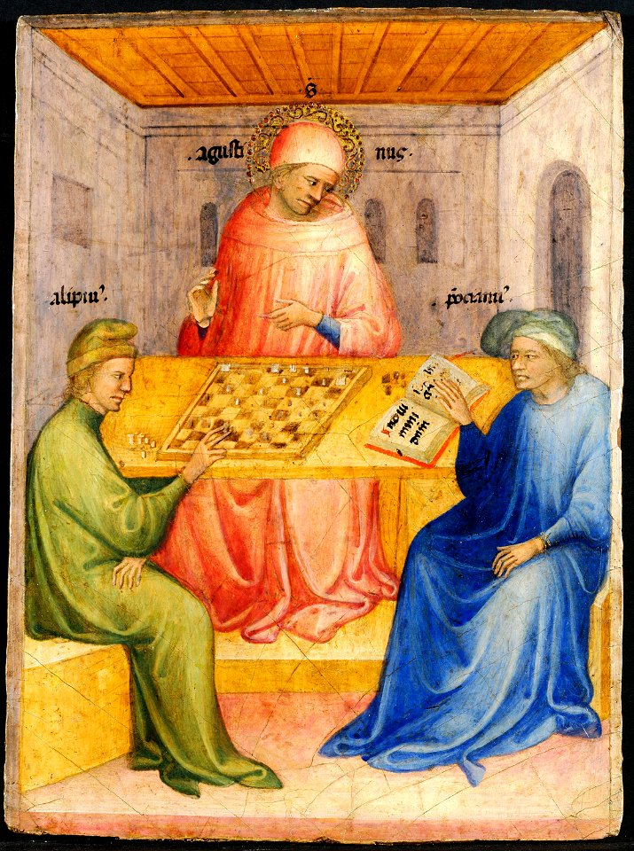 11 Nicolo di Pietro. Saint Augustin et Alypius reçoivent la visite de Ponticianus 1413-15 Musée des Beaux-Arts, Lyon