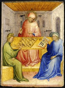 11 Nicolo di Pietro. Saint Augustin et Alypius reçoivent la visite de Ponticianus 1413-15 Musée des Beaux-Arts, Lyon