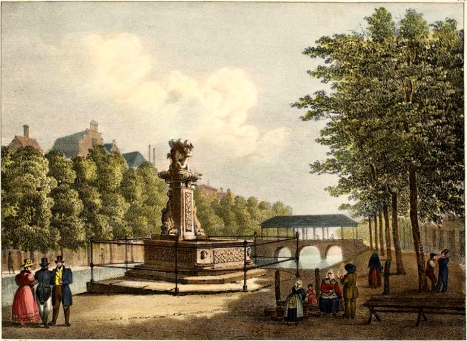 107. Vue de la fontaine et du Marché au blé à Leyden