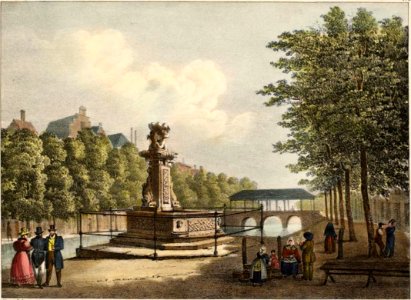 107. Vue de la fontaine et du Marché au blé à Leyden