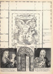 Frans van Stampart and Anton Joseph von Prenner - Plan of the 'Kaiserliche Gallerie und Kunstkammers' in the Stallburg Gallerie in Vienna with portraits of Frans van Stampart and Anton Joseph von Prenner