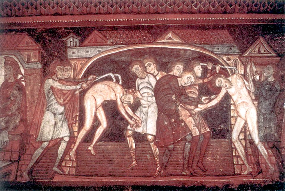 11th century unknown painters - Sts Savinus and Cyprian are tortured - WGA19709