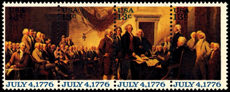 13-cent Declaration strip of four 1976 U.S. stamp.1