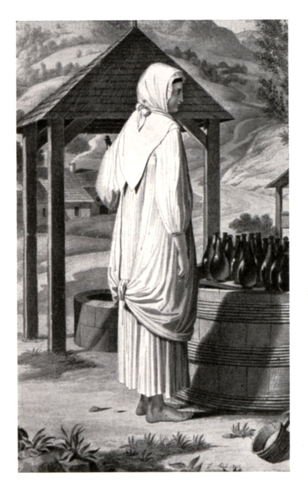 136 Ein wendisches Mädchen aus Roitsch beim Sauerbrunnen, Aquarell von Karl Ruß (1811)